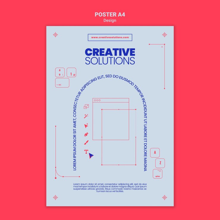 PSD gratuito modello di poster verticale per soluzioni aziendali creative