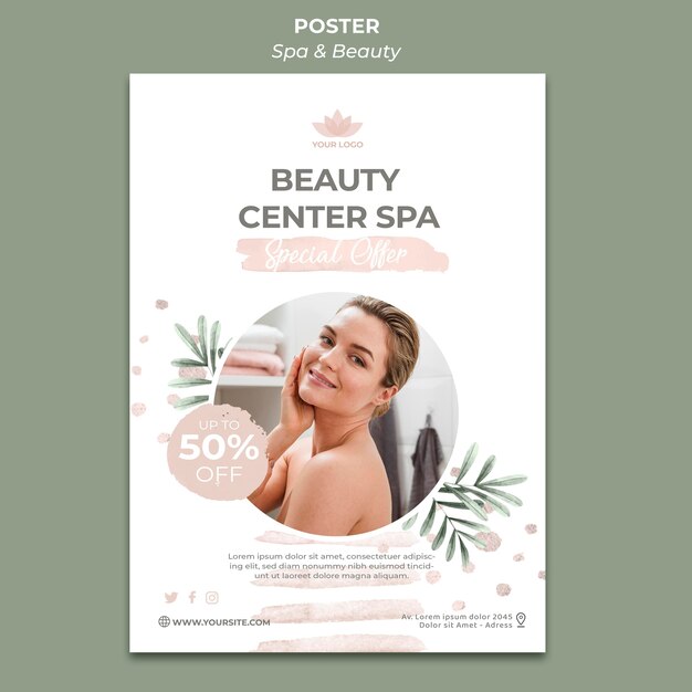 Modello di poster verticale per spa e terapia