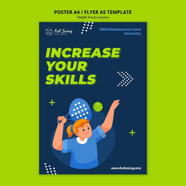 Modello di poster/volantino di lezioni di paddle