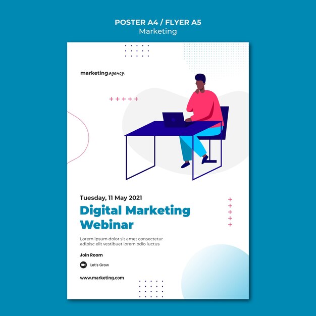Modello di poster webinar marketing digitale