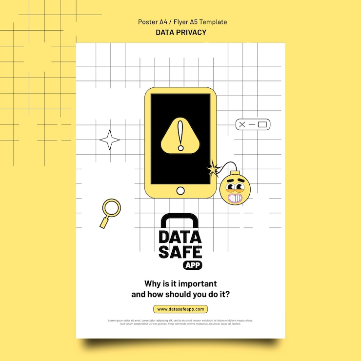 PSD gratuito modello di privacy dei dati di design piatto