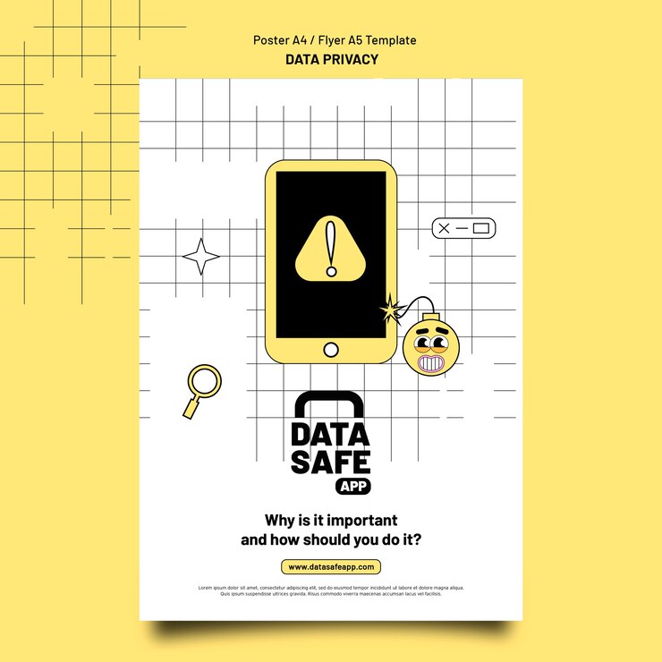 PSD gratuito modello di privacy dei dati di design piatto