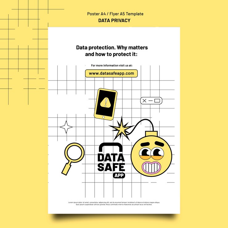 PSD gratuito modello di privacy dei dati di design piatto