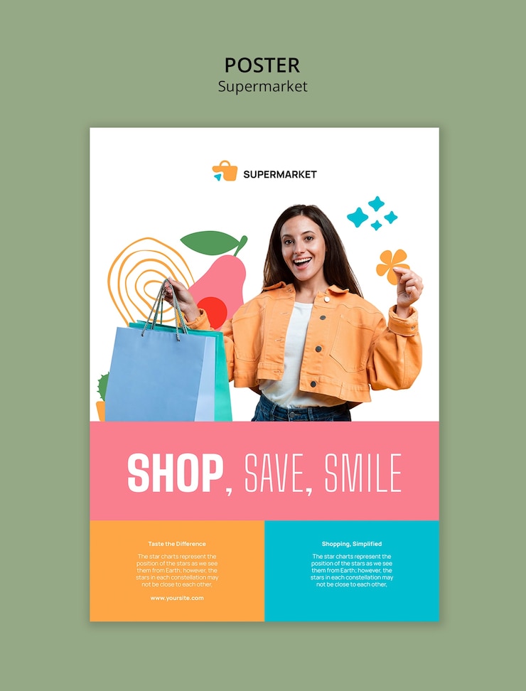 PSD gratuito modello di prodotti per supermercati