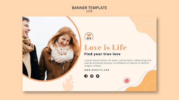 Modello di progettazione banner amore minimalista
