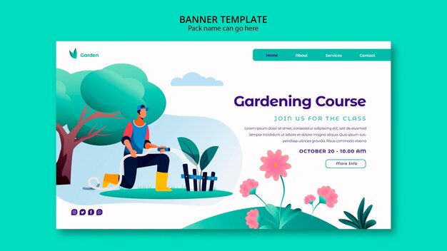 Modello di progettazione banner di giardinaggio