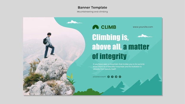 Modello di progettazione banner per alpinismo e arrampicata