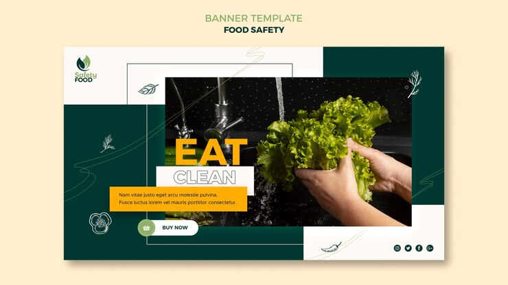 PSD gratuito modello di progettazione banner per la sicurezza alimentare