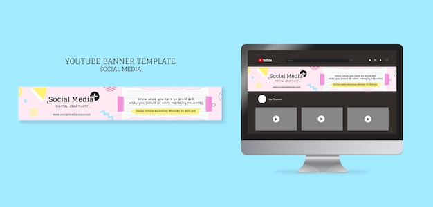 Modello di progettazione banner youtube dell'agenzia di social media marketing
