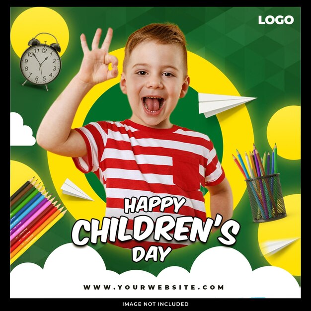 modello di progettazione dei social media per la giornata dei bambini felici