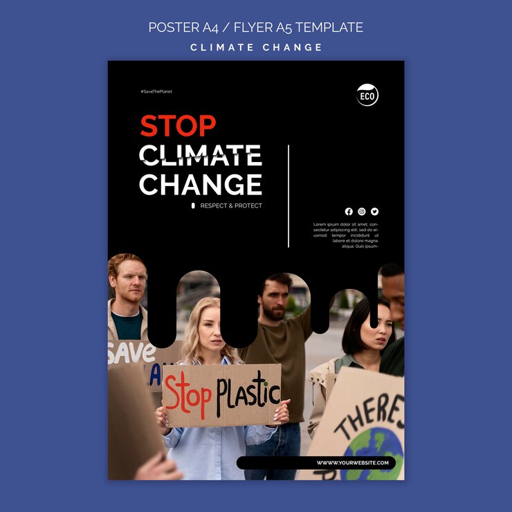 PSD gratuito modello di progettazione del cambiamento climatico dal design piatto