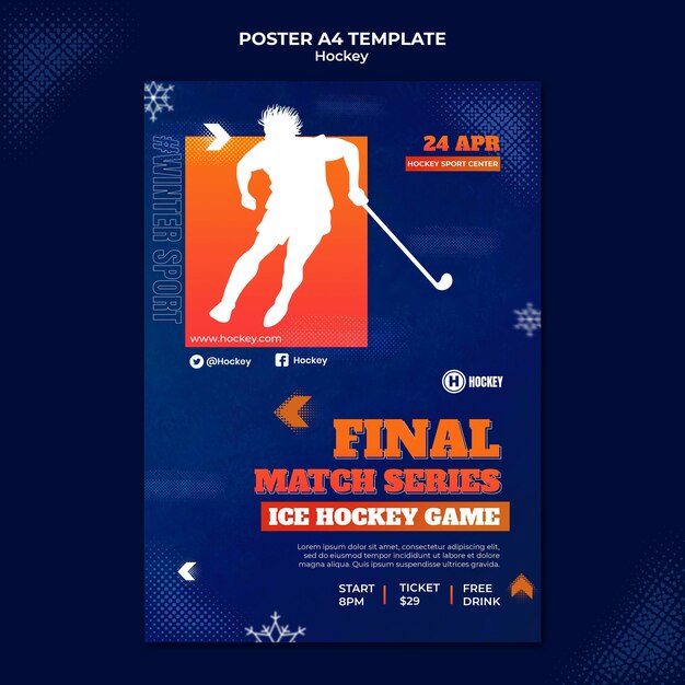 Modello di progettazione del manifesto sportivo dell'hockey