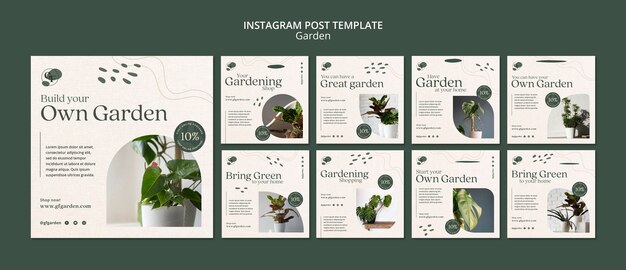 Modello di progettazione del post di instagram di giardinaggio