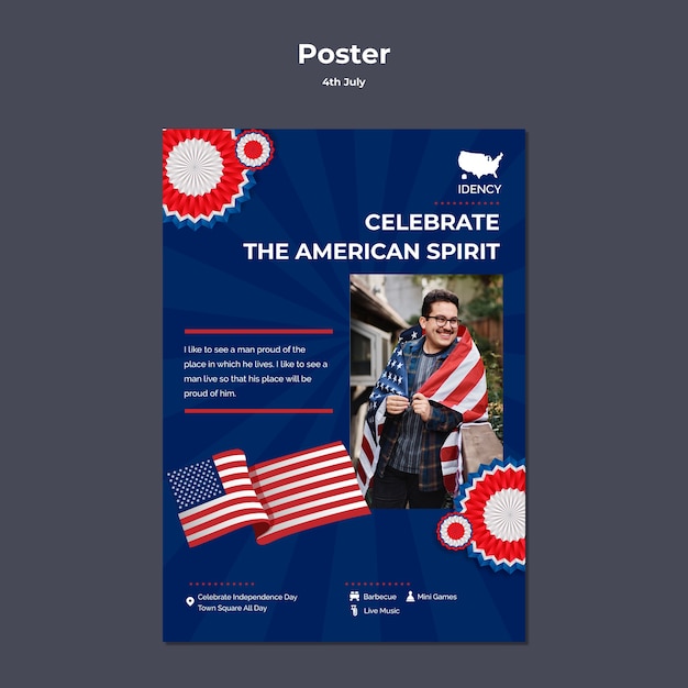 Modello di progettazione del poster del 4 luglio