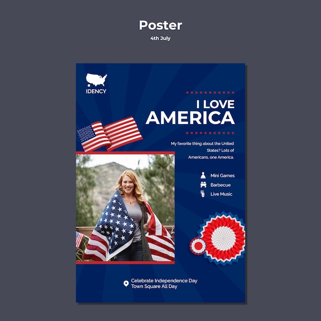 Modello di progettazione del poster del 4 luglio
