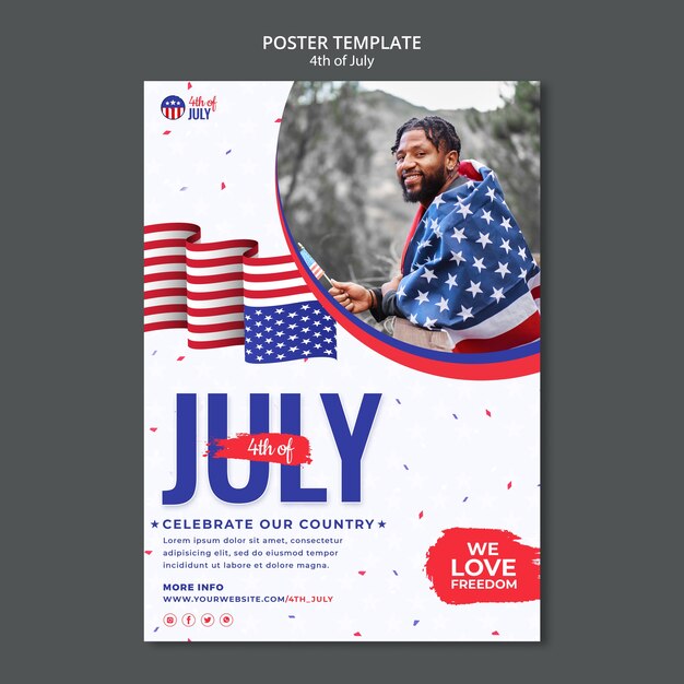Modello di progettazione del poster del 4 luglio