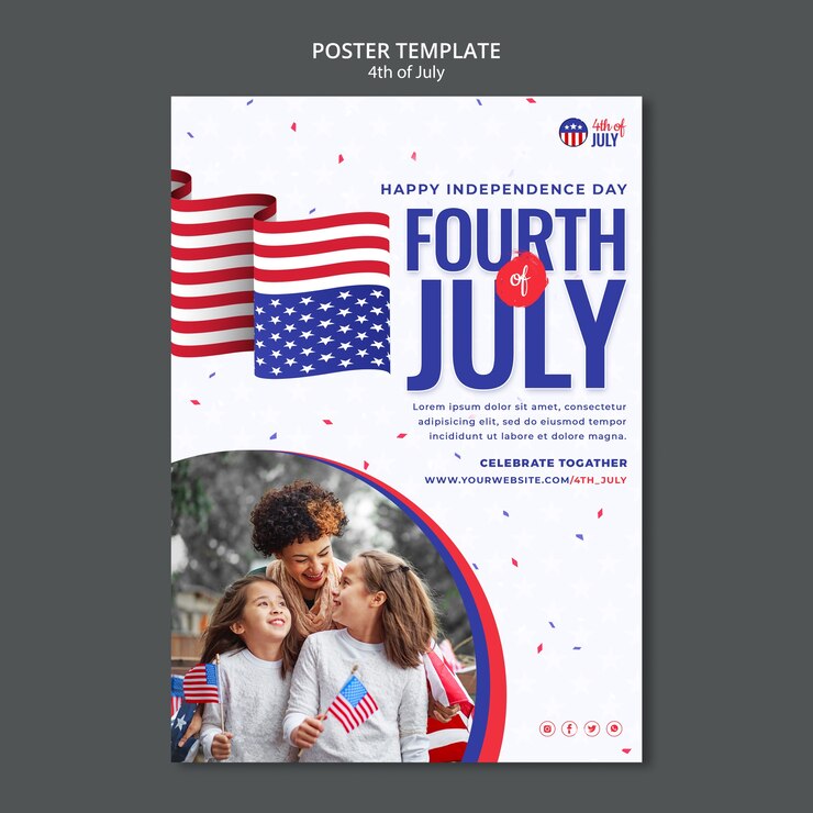 PSD gratuito modello di progettazione del poster del 4 luglio