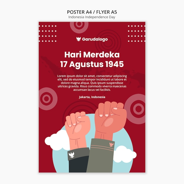 Modello di progettazione del poster del giorno dell'indipendenza dell'Indonesia