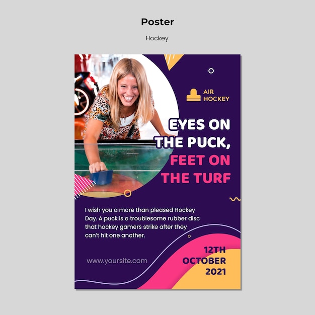 Modello di progettazione del poster dell'hockey da tavolo