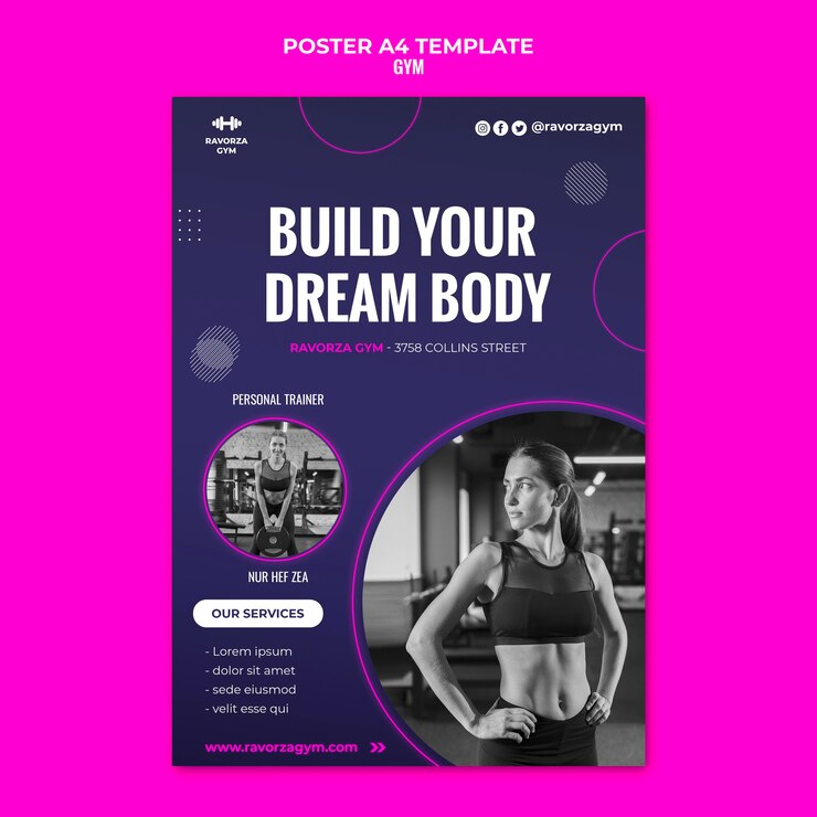PSD gratuito modello di progettazione del poster della palestra