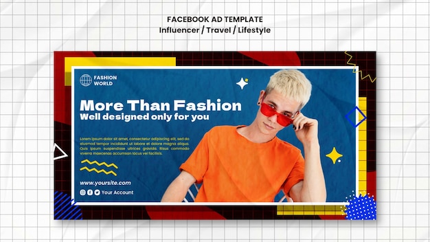 Modello di progettazione dell'annuncio facebook dell'influencer