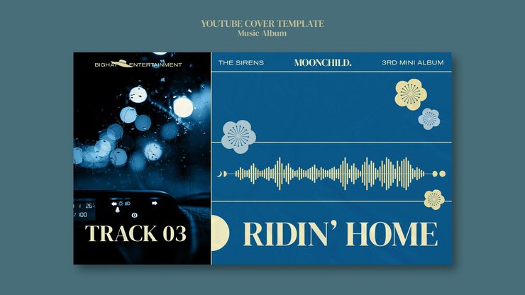 PSD gratuito modello di progettazione della copertina di youtube dell'album musicale