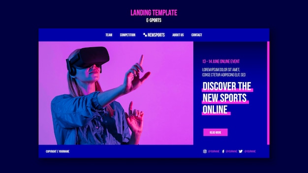 Modello di progettazione della pagina di destinazione degli e-sport