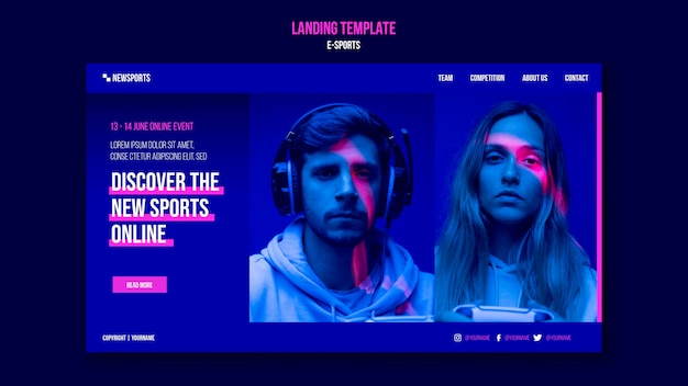 Modello di progettazione della pagina di destinazione degli e-sport