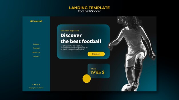 Modello di progettazione della pagina di destinazione del calcio realistico