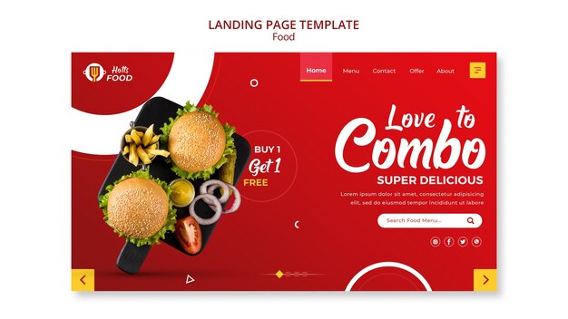 Modello di progettazione della pagina di destinazione del cibo