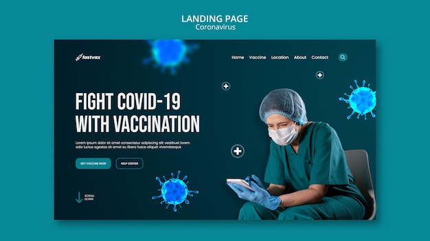 Modello di progettazione della pagina di destinazione del coronavirus