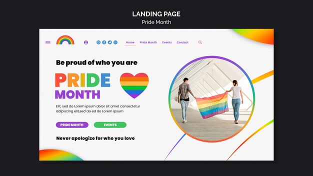 Modello di progettazione della pagina di destinazione del mese dell'orgoglio
