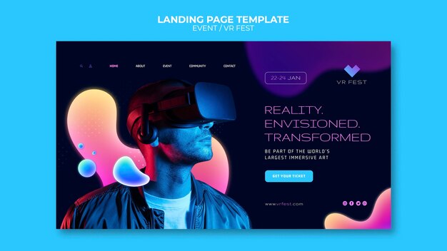 Modello di progettazione della pagina di destinazione dell'evento VR