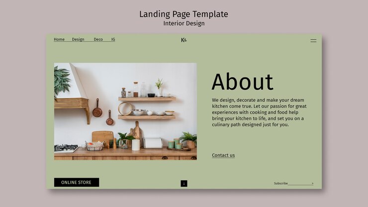 PSD gratuito modello di progettazione della pagina di destinazione dell'interior design