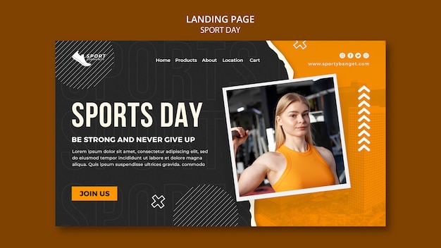 Modello di progettazione della pagina di destinazione della giornata sportiva