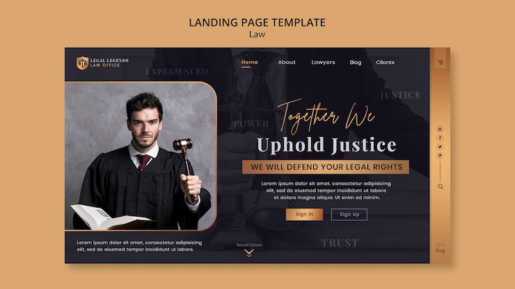 PSD gratuito modello di progettazione della pagina di destinazione della legge