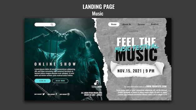 Modello di progettazione della pagina di destinazione della musica