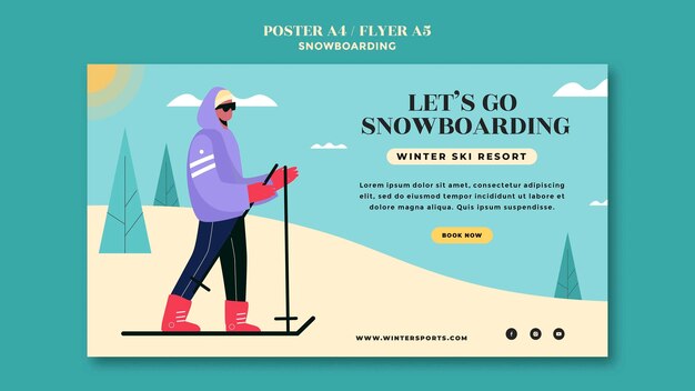 Modello di progettazione della pagina di destinazione dello snowboard