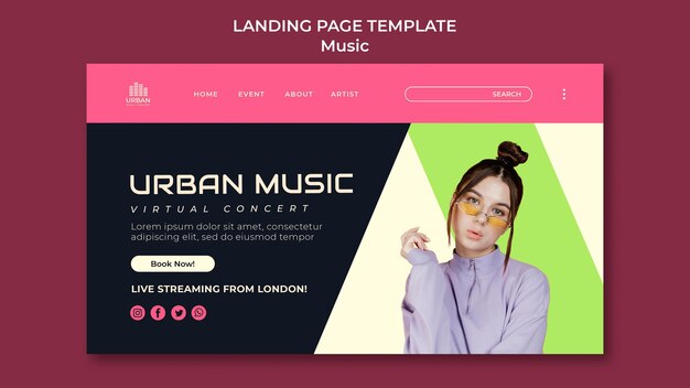 Modello di progettazione della pagina di destinazione dello spettacolo musicale