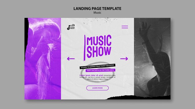 Modello di progettazione della pagina di destinazione dello spettacolo musicale