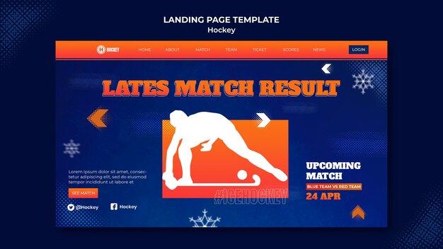 Modello di progettazione della pagina di destinazione dello sport dell'hockey