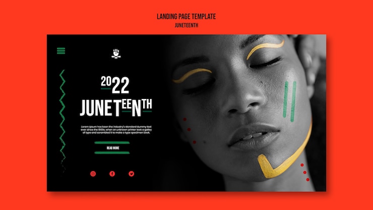 PSD gratuito modello di progettazione della pagina di destinazione di juneteenth