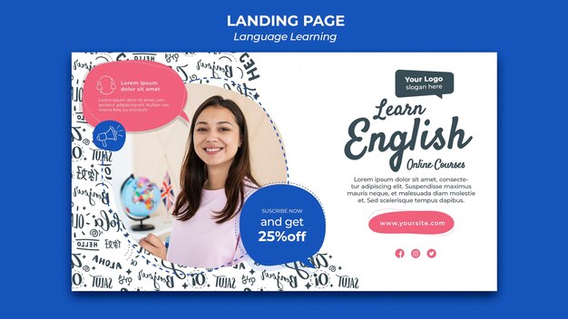 Modello di progettazione della pagina di destinazione per l'apprendimento delle lingue
