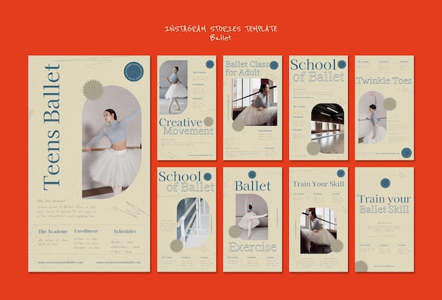 Modello di progettazione della storia di balletto insta