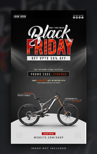 Modello di progettazione della storia di Instagram dei social media per la vendita del Black Friday