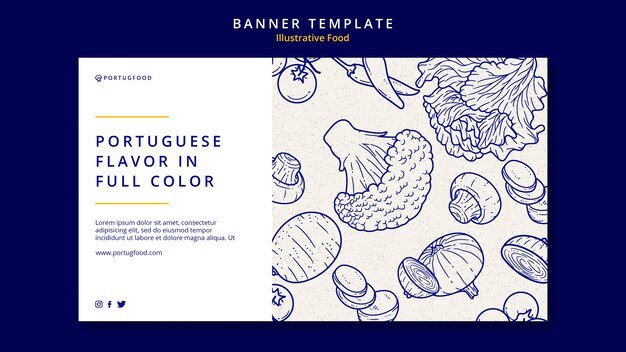 Modello di progettazione di banner di cibo illustrativo