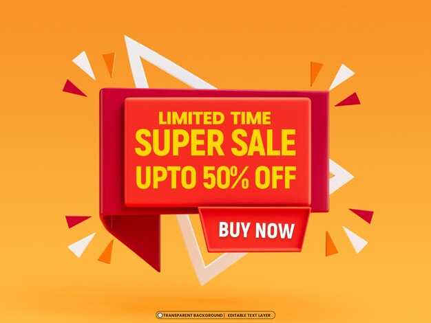 Modello di progettazione di banner di promozione 3D Super Sale