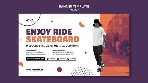 Modello di progettazione di banner per il trasporto di pattini