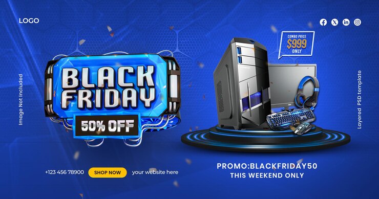 PSD gratuito modello di progettazione di banner per social media di vendita del black friday