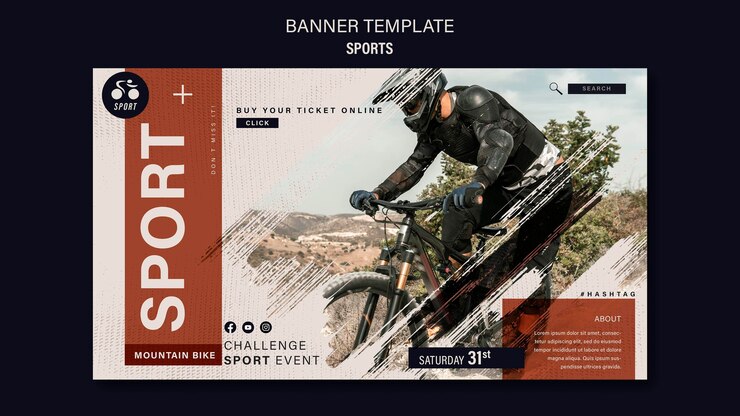 PSD gratuito modello di progettazione di banner per sport in bicicletta